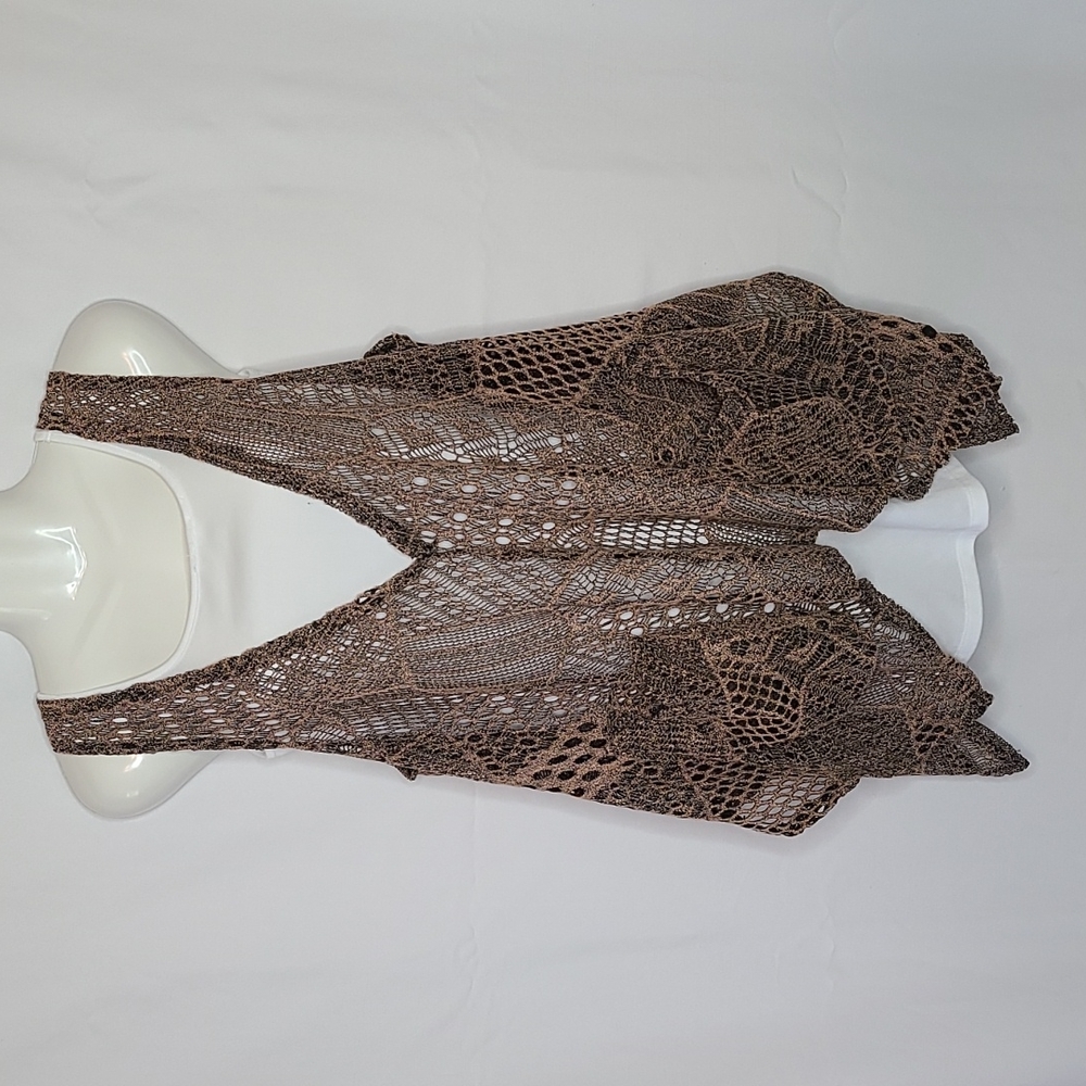 Brown Lace Pullover Vest, Venice Blue
